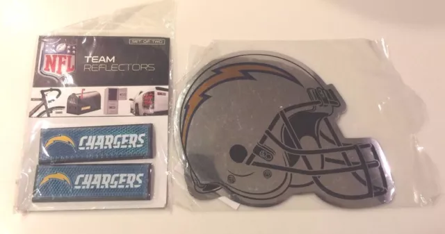 San Diego Chargers NFL Team Reflectors Pack & Chrome Magnet Helmet Sticker HQ SD