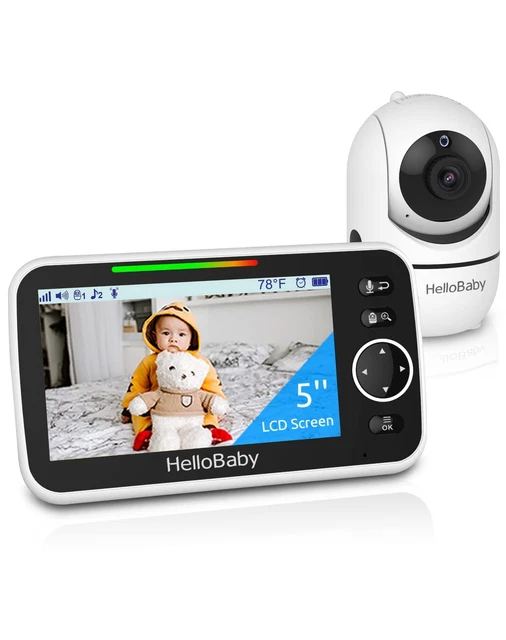 HelloBaby Monitor, 5''Display with 30-Hour Battery, Pan-Tilt-Zoom Video Baby ...