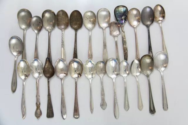 25x SUGAR SHELL SPOON FLATWARE SILVERPLATE LOT VINTAGE CRAFT REUSE REPURPOSE