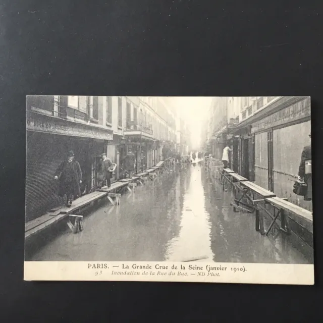 CPA Paris Floodation De La Rue Du Bac Commerces Passerelles January 1910