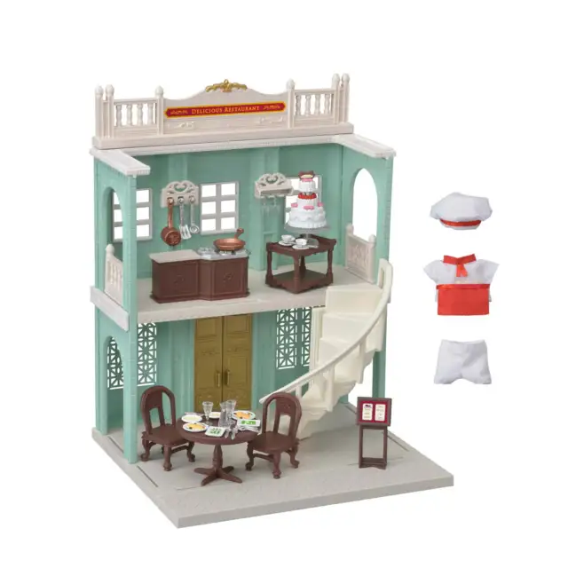 Calico Critters Town Series Delicious Restaurant, Fashion Dollhouse Playset