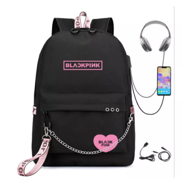 BLACKPINK Rucksack Schulranzen USB Segeltuch Rucksäcke Girl's Gifts KPOP-St P1H3