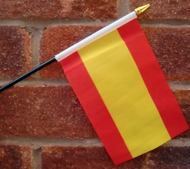 SPAIN flag PACK OF TEN SMALL HAND WAVING FLAGS Spanish Madrid Benidorm