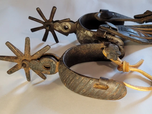 Antique Rustic 8-point Rowel Iron Spurs
