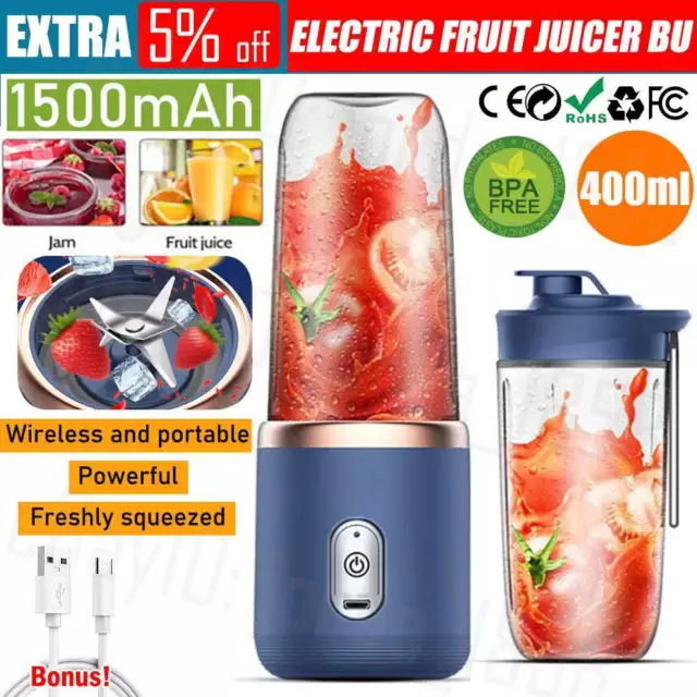 Electric Fruit Juicer Smoothie Maker Portable USB Blender Bottle Juice Shaker