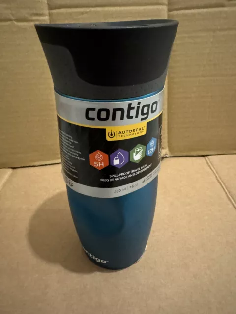 Contigo West Loop Autoseal Travel Coffee Mug Steel Vacuum Flask Blue 470ml