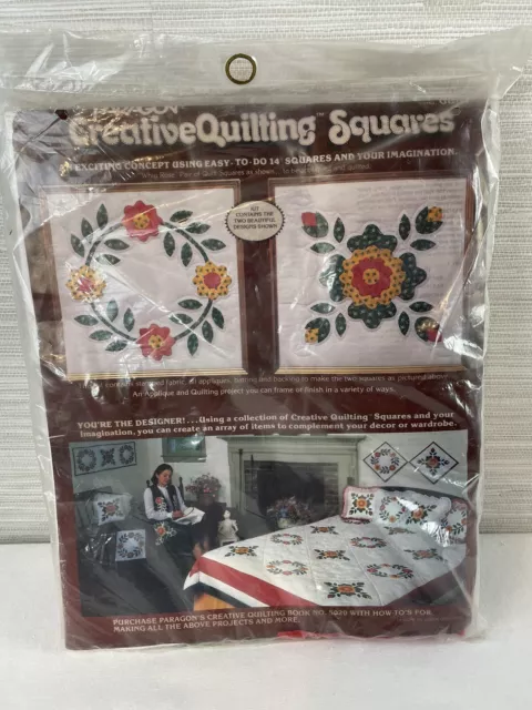 Paragon Creative Quilting Squares kit two 14” floral green yellow craft sew