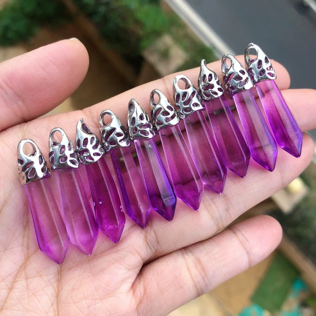 10pcs Colors Crystal Hexagon Point Pendant Chakra Reiki Healing Amulet Gift