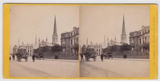 Warwickshire stereoview-Coventry - The Three Spires, from the Green