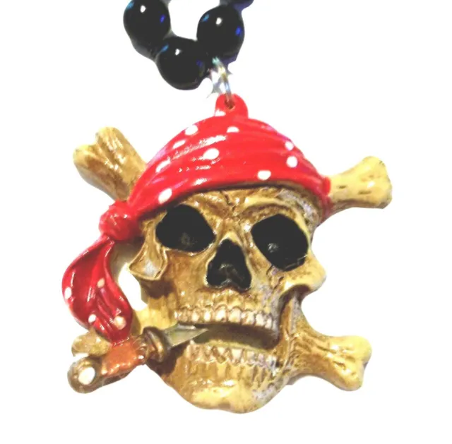 Cráneo Pirata y Tibias Cruzadas Collar Cuentas Cuentas Gasparilla