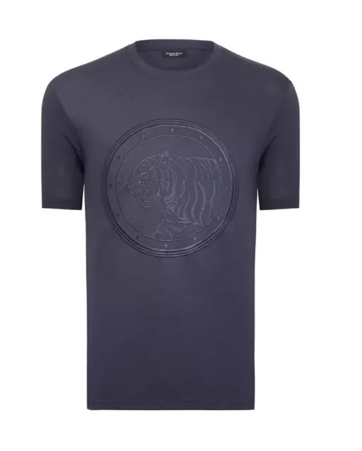 New Authentic Stefano Ricci Men Big Front Eagle Logo Tshirt Navy Blue S $450