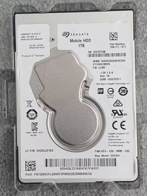 Seagate 1TB 2.5 HDD SATA Slim 7mm 128Mb ST1000LM035 Hard Disk Drive