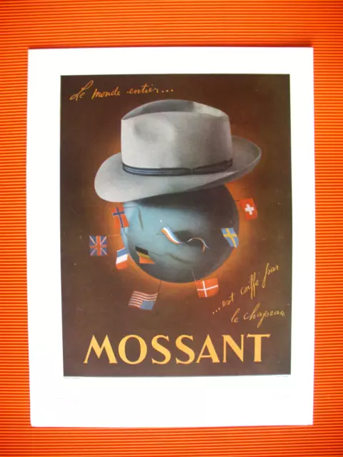 Publicite De Presse Mossant Chapeau Pour Le Monde Entier Drapeaux French Ad 1949