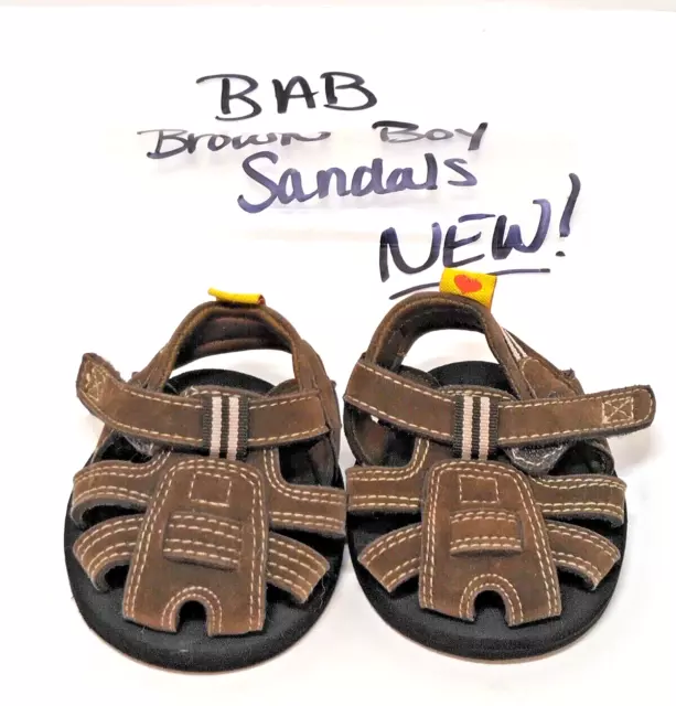 Build A Bear Workshop Boy Sandals Brown Suede Leather Hook And Loop Strap