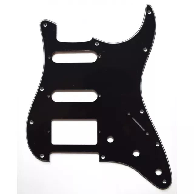 Pickguard Stratocaster SSH Noir, 3ply 11trous