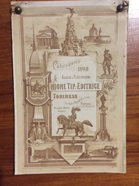 Torino Calendario 1898 Auguri e Felicitazioni Unione Tip. Editrice Torinese .a52