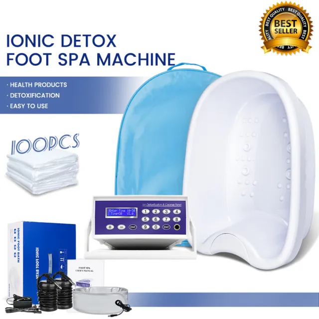 Ionic Detox Foot Spa Bath Tub Machine 100 Pack Liners With Mode Setting & Bag