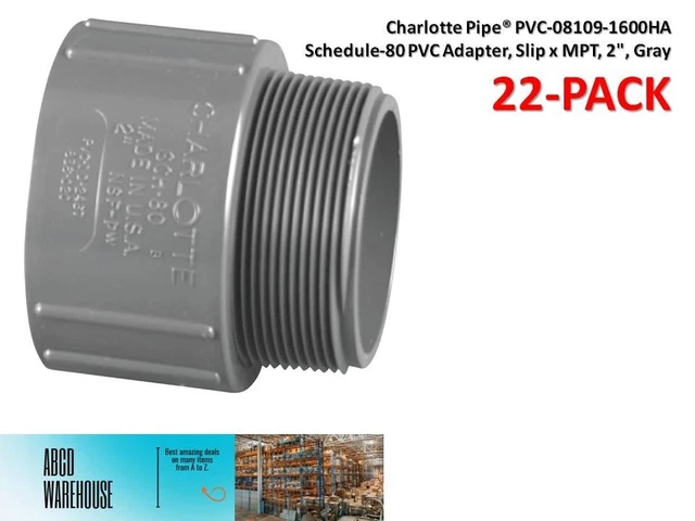 CHARLOTTE PIPE PVC081091600HA Schedule-80 PVC Adapter, Slip x MPT, 2 ...