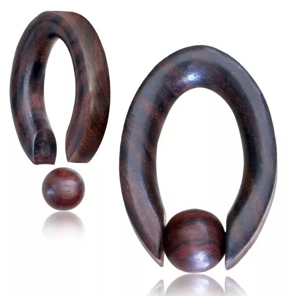 Pair 1/2” Inch Oval Sono Wood Cbr Ear Weights Tribal Spirals Gauges Hoops Plugs