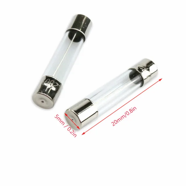 150 PCS Tube de fusible en verre (15 types : 0,1 A-30 A) 5mm*5mm*20mm 5 V 5W 2