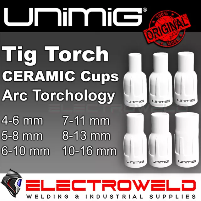 1/10x UNIMIG Tig Torch Ceramic Cup T2 T3 T3W Size 4 5 6 6mm 8mm 10mm Welding Gun