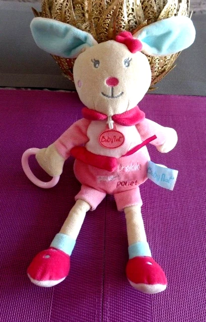 S8 / doudou peluche lapin rose d'éveil tralala pouet pouet BABY NAT