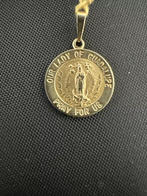 Lady of Guadalupe Vintage Charm Medallion 14K Gold, Faith Amulet