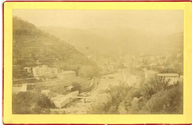 France, Vals-les-Bains, Vue générale vintage albumen print, carte cabinet Ti