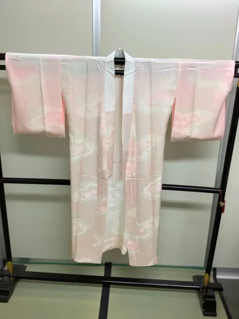 Japanese Vintage Kimono silk Juban pink expensive tradition Height 51.57inch