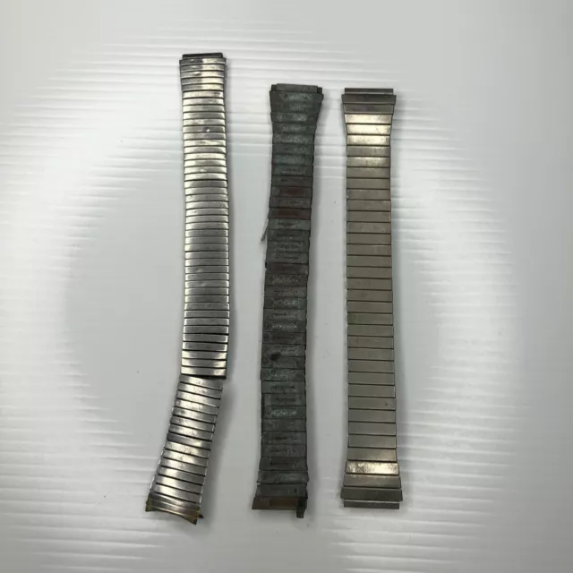 X12.3 Lot Men Silver Stainless Stretch Retro Watch Bands