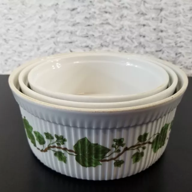 Vintage Lot Of 3 Porcelaine De Paris I. Magnin Green Ivy 8 3/8 7 5/8 6 7/8 Bowls