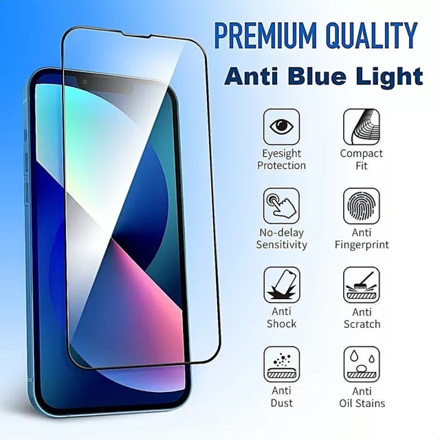 Fit iPhone 14 13 12 11 Pro Xr Xs Max 7 8 Plus Anti Blue Glass Screen Protector