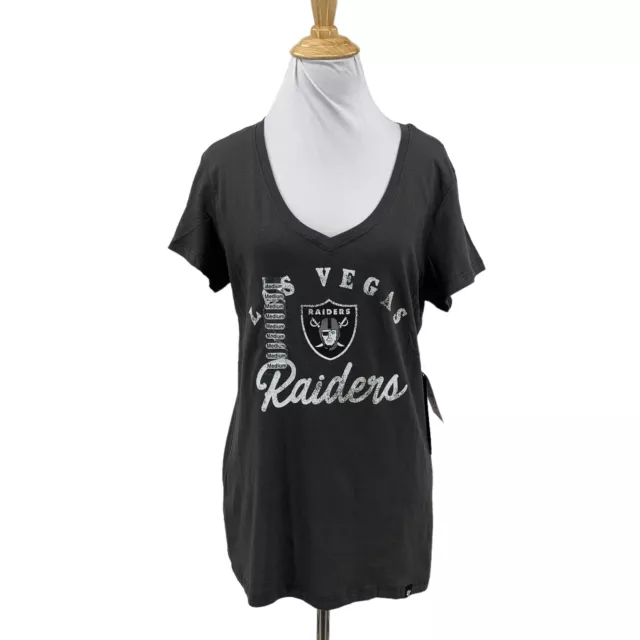 20406 Womens Ladies LAS VEGAS RAIDERS V-Neck LACES Football Jersey Ringer  Shirt
