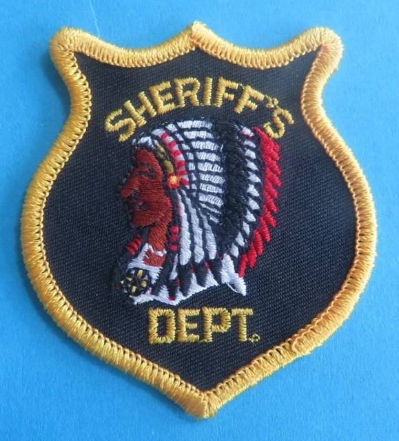 INDIAN  CHIEF      SHEREIFF'S  DEPT      EMBROIDERED  CLOTH  BADGE     unused