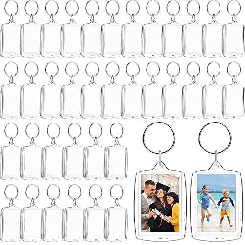 150 Pieces Photo Insert Keychain Clear Acrylic Picture Keychains Picture Framen