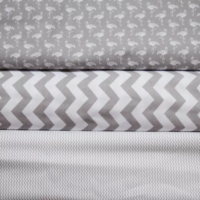 Grey White Mini Chevron Zig Zag   100% COTTON FABRIC by meter EX WIDE 160CM 64"