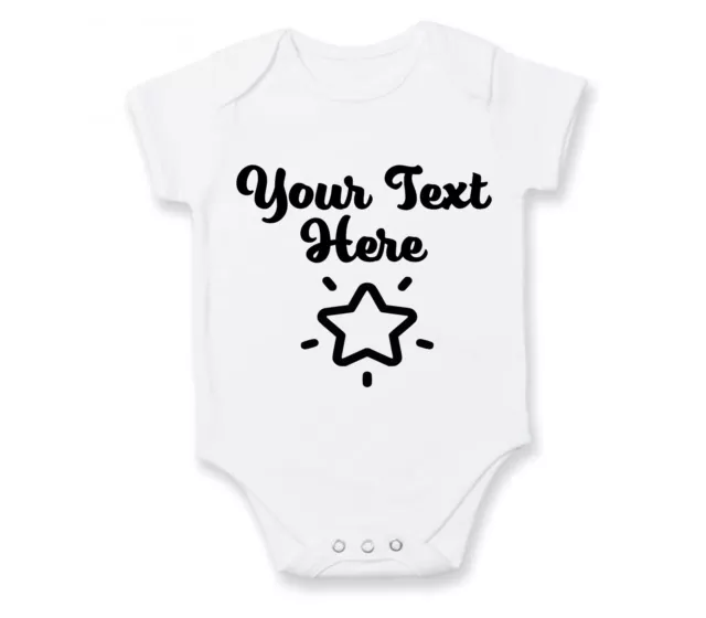 Personalised Custom Baby Name Vest heart Baby Grow Bodysuit Reveal Announcement