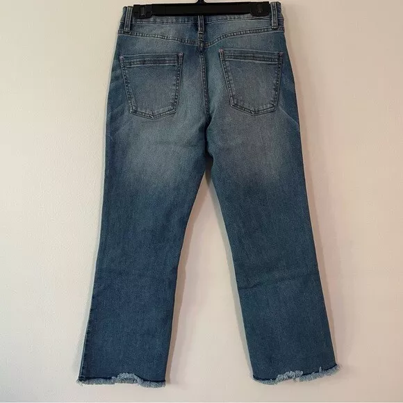 NEW PINK TARTAN Blue Flare Stretch Cropped Jean- Size 4 (bin 3M) 2