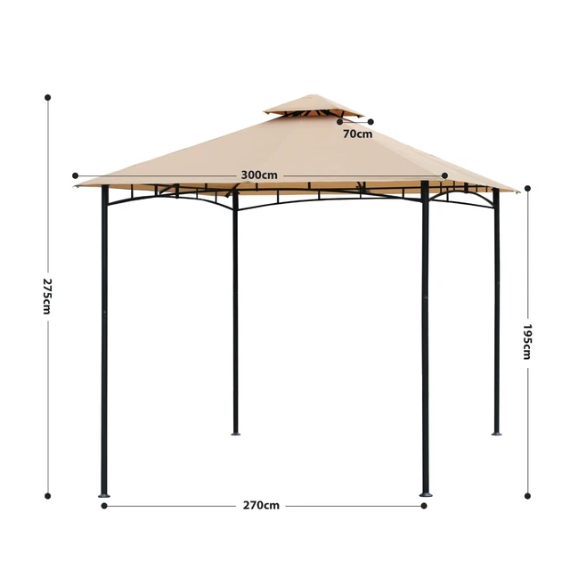 Grillpavillon 3x3 m Pavillon Wasserdicht BBQ Grillzelt Doppeldach Garten Zelt 3