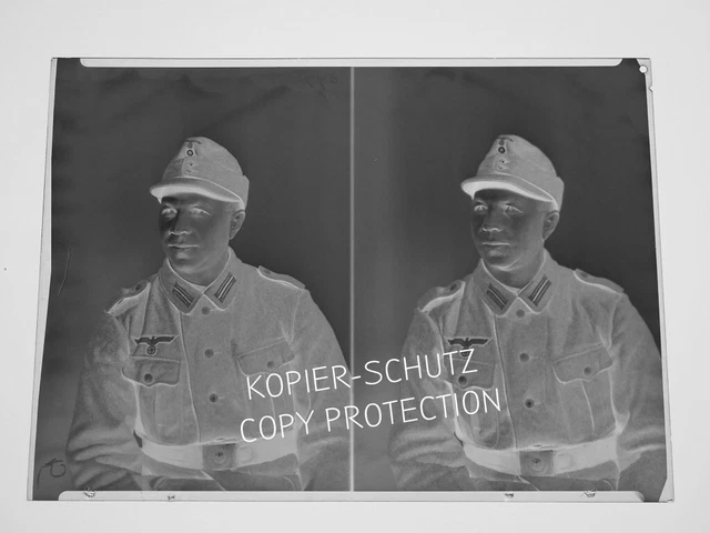 altes Foto Negativ Portrait Soldat Mütze groß Vintage Sammler