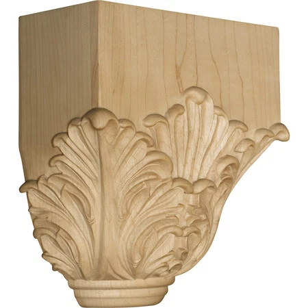 OSBORNE WOOD PRODUCTS 74756A 9 x 3 3/4 x 7 Acanthus Leaf Center Crown Block in