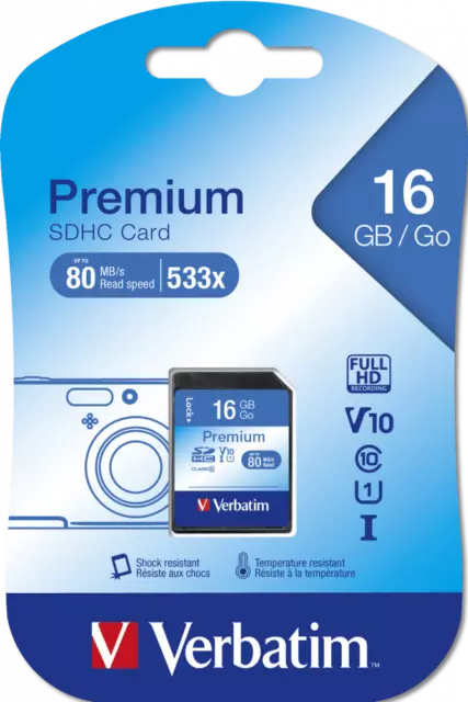 Verbatim Premium U1 SD Card V10 Memory Card SDXC 16GB 32GB 64GB 128GB 256GB