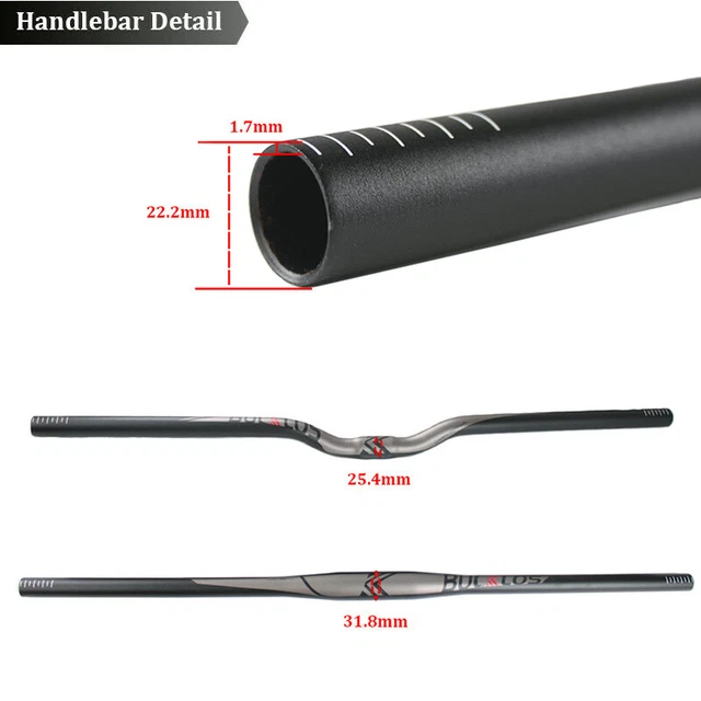 Bucklos MTB 31,8/25,4 mm Lenker Aluminiumlegierung flach/Steigstangen 660/720/780 mm 10