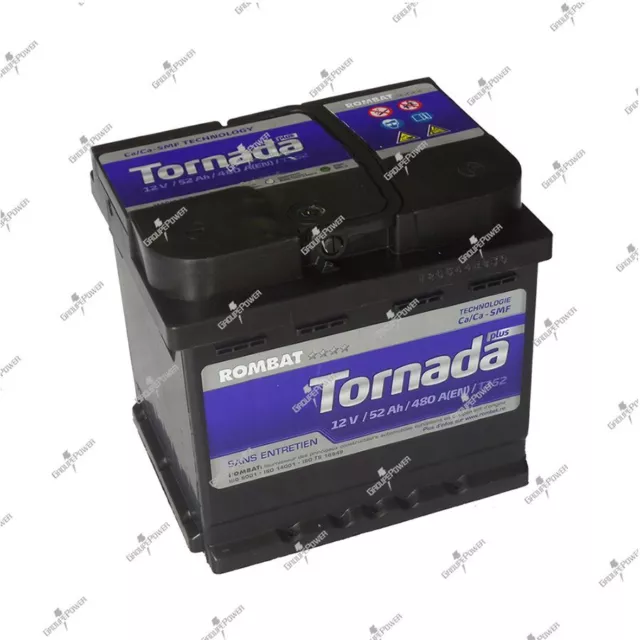 Batterie démarrage voiture T152 12v 52ah 480A 207x175x190mm IDEM C22 C30 VARTA