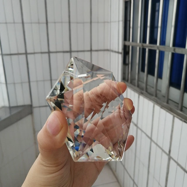 100 mm Cristal Transparente Gran Hexagrama Prismas Atrapassol Ventana Colgante Decoración