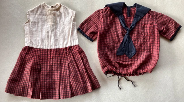 Tenue Ancienne Pour Poupée - Robe Et Panty - Vintage Unis France, SFBJ