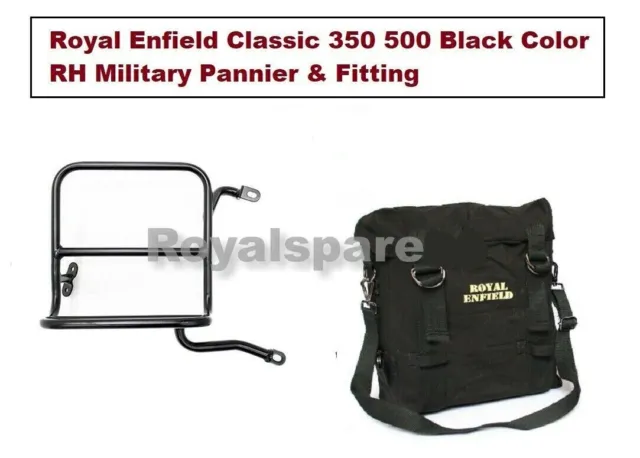 Royal Enfield Classic 350 500 Noir Couleur RH Military Pannier & Fitting