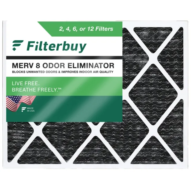 Filterbuy Allergen Odor Eliminator 20x22x1 MERV 8 Pleated AC Furnace Air Filter