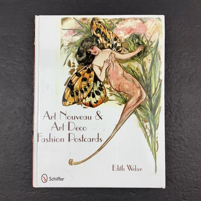 Art Nouveau & Art Deco Fashion Postcards Hardcover Book - Edith Weber- Signed-