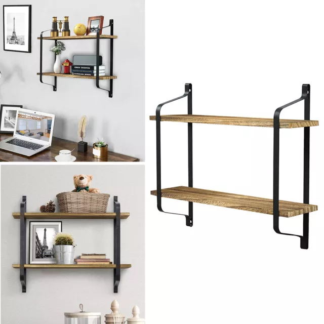Rustic Metal Frame Wall Mount Shelves Floating Shelf Open Storage Shelving Unit